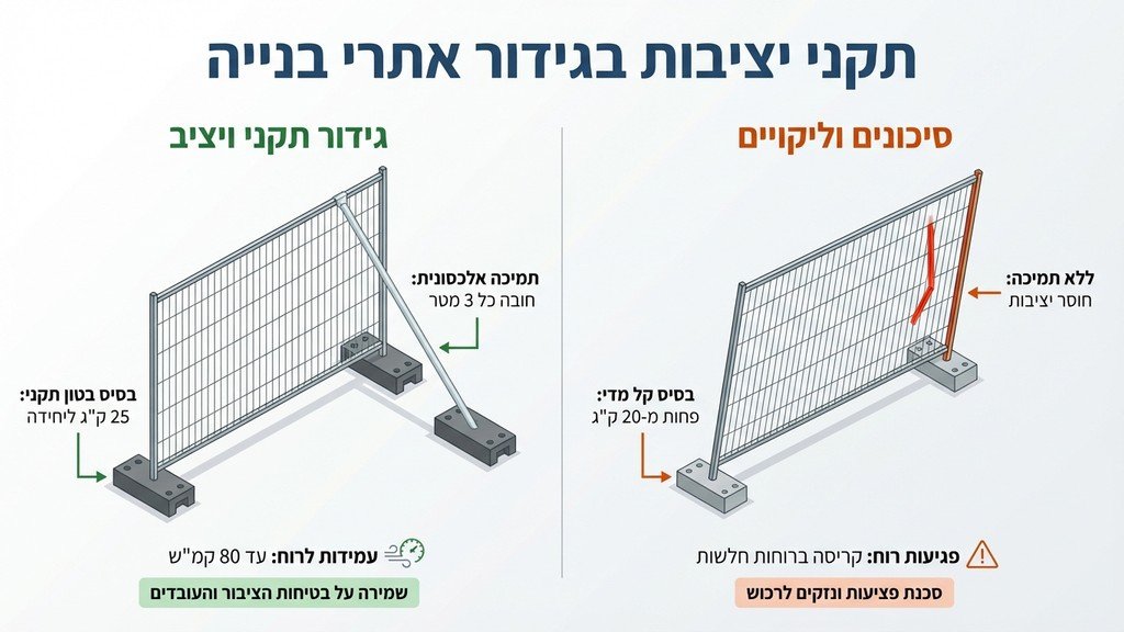 התקנה מקצועית של גדר איסכורית עם בסיס יציב