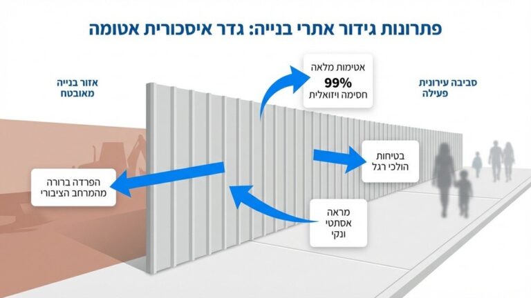 גידור אתר בנייה תקני בלב עיר