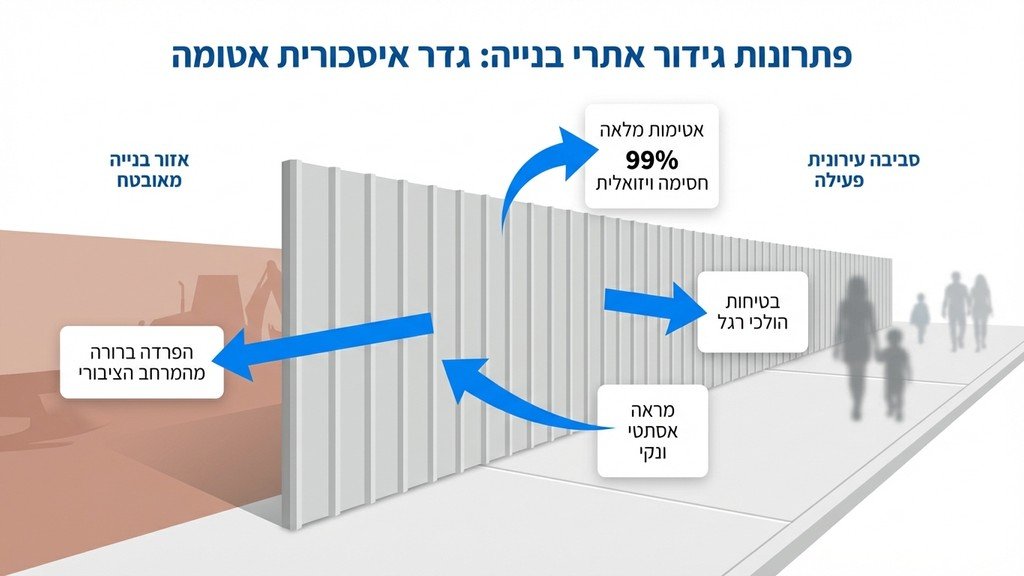 גידור אתר בנייה תקני בלב עיר