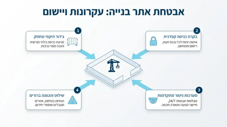 אתר בנייה מגודר היטב עם לוחות איסכורית לבנים המונעים כניסת זרים