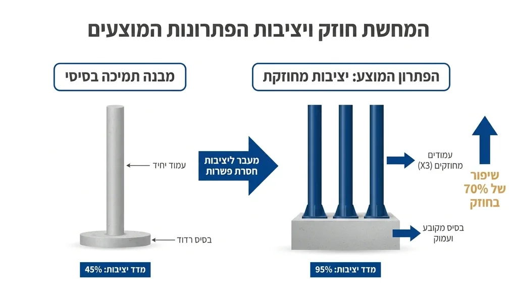 עמודי תמיכה וחיזוקים של גדר אתר בנייה העומדים בפני רוחות