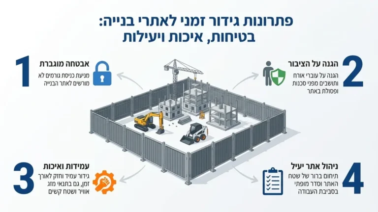 גדר זמנית מאבטחת אתר בנייה פעיל ושומרת על בטיחות הציבור